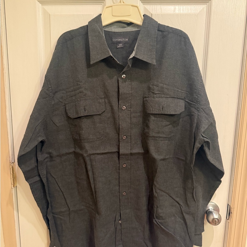 Covington Men's Charcoal Button-Front Shirt Jacket